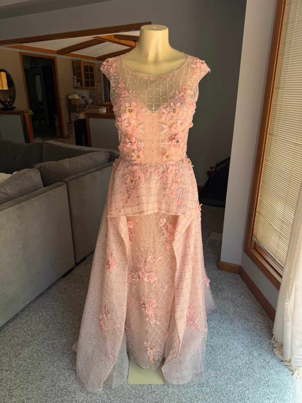 Blush Pink 3D Floral Mother of the Bride/Groom Gown